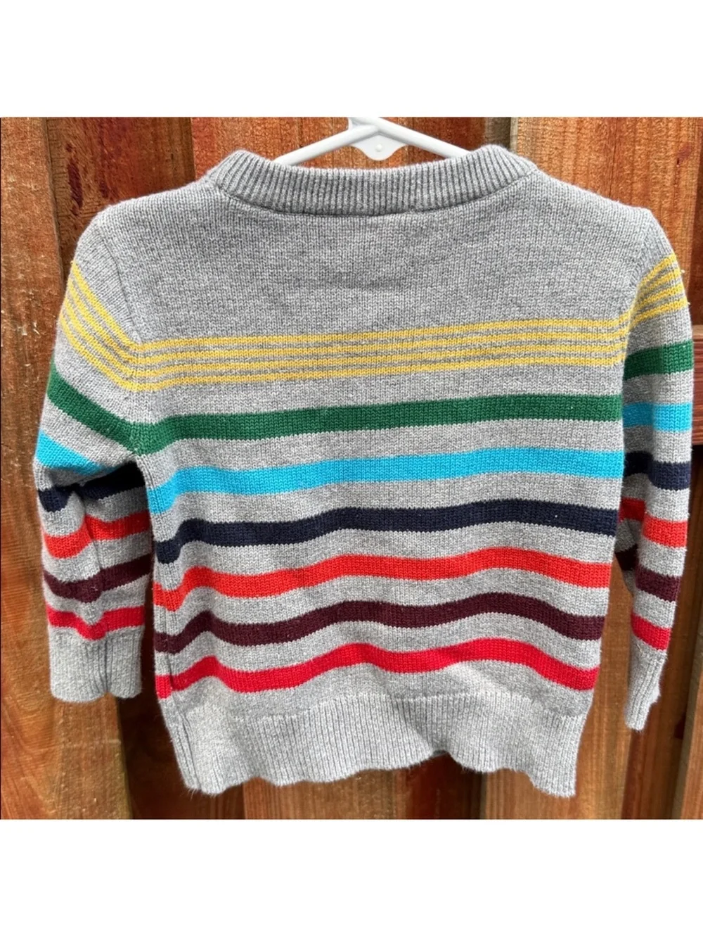 Baby GAP Toddler Gray Rainbow Striped Crewneck Knit Sweater Size 18-24 Months